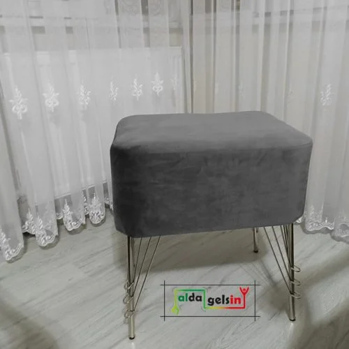 Ultra Lüks Metal Ayak Alda Parrot Puf Gümüş