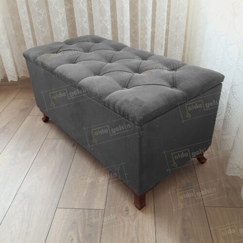 Lüks Sandıklı Kapitone Puf Bench Ayakucu Koltuk Ceviz Ayak (110*45)