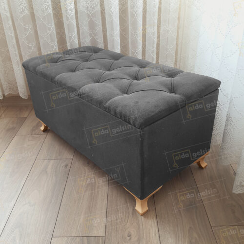 Lüks Sandıklı Kapitone Puf Bench Ayakucu Koltuk Gold Ayak (80*45)