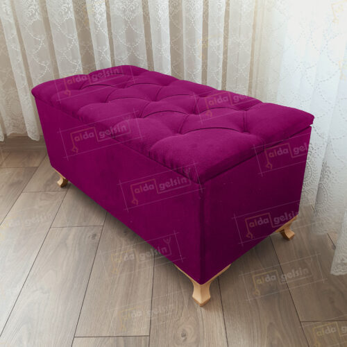 Lüks Sandıklı Kapitone Puf Bench Ayakucu Koltuk Gold Ayak (100*45)