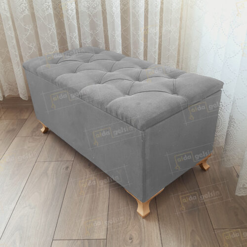 Lüks Sandıklı Kapitone Puf Bench Ayakucu Koltuk Gold Ayak (70*45)