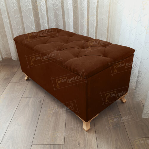 Lüks Sandıklı Kapitone Puf Bench Ayakucu Koltuk Gold Ayak (90*45)