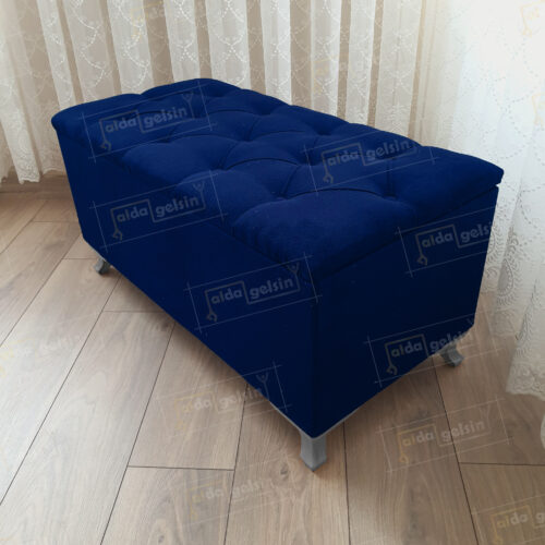 Lüks Sandıklı Kapitone Puf Bench Ayakucu Koltuk Gri Ayak (110*45)