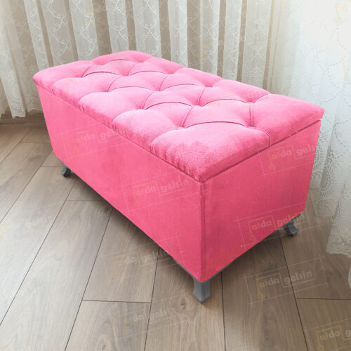 Lüks Sandıklı Kapitone Puf Bench Ayakucu Koltuk Gri Ayak (60*45)