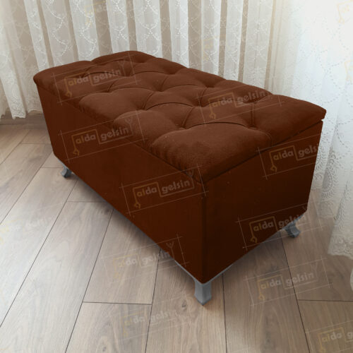 Lüks Sandıklı Kapitone Puf Bench Ayakucu Koltuk Gri Ayak (100*45)