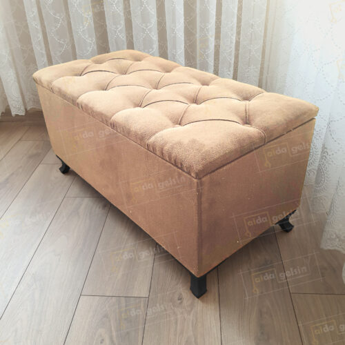 Lüks Sandıklı Kapitone Puf Bench Ayakucu Koltuk Siyah Ayak (80*45)