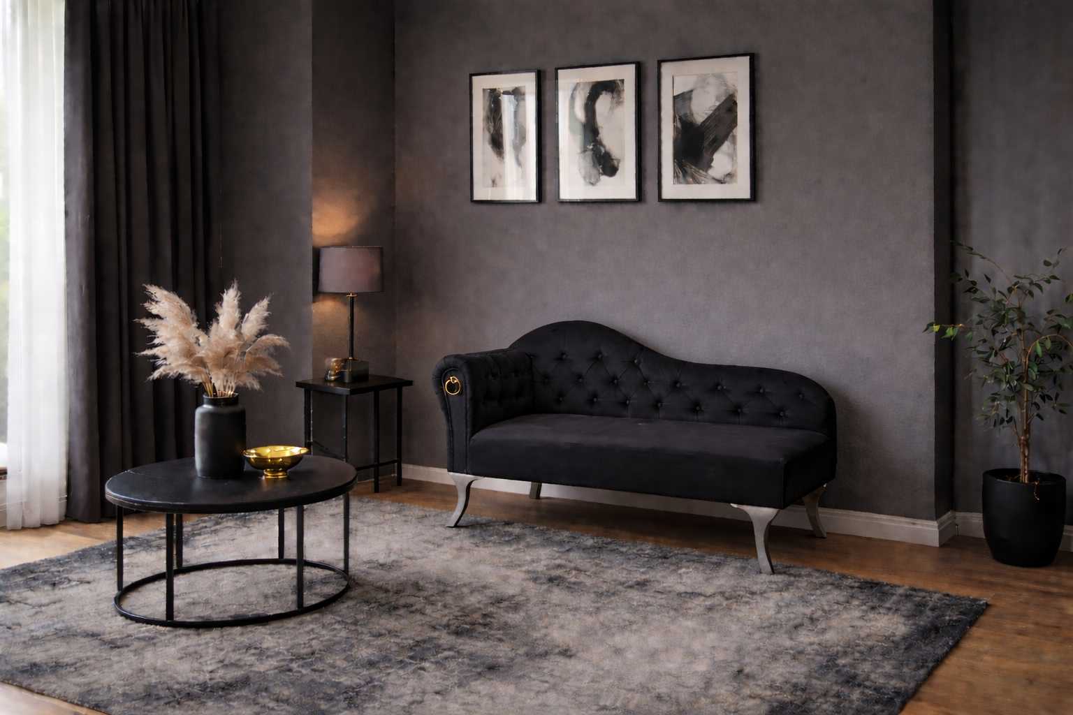 Dekoratif Bihter Koltuğu Siyah Josephine Koltuk