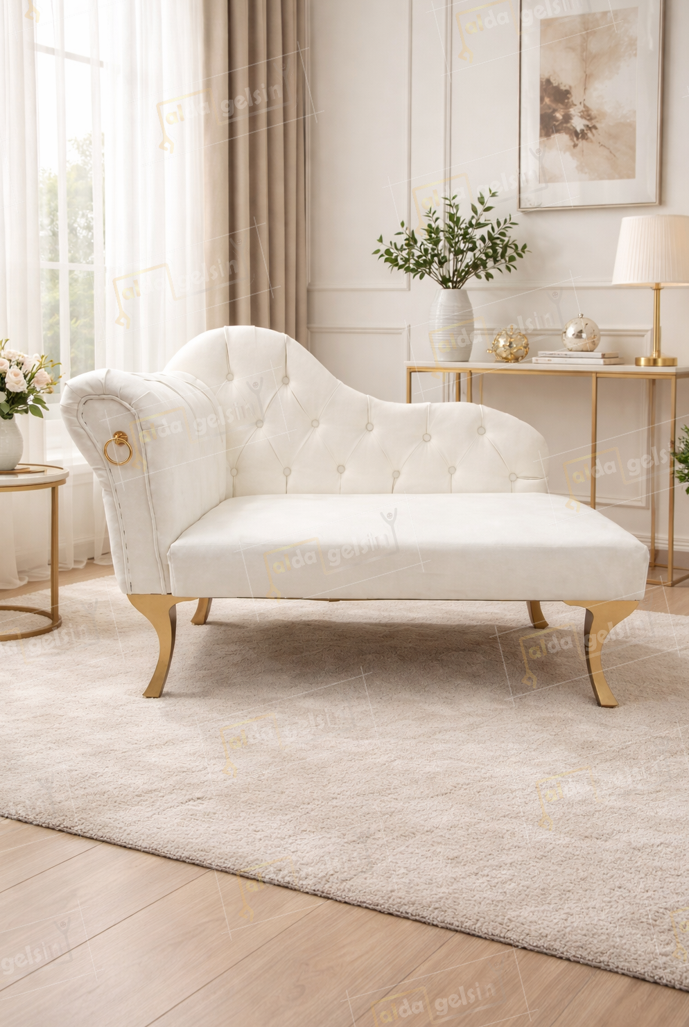 Dekoratif Bihter Koltuğu Beyaz Josephine Koltuk